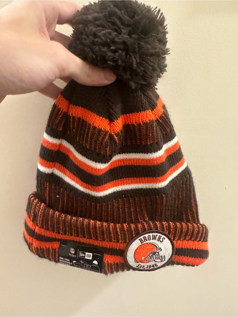 Cleveland browns Pom Beanie - Brown & Orange